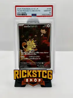 2025 POKEMON JPN SV10-GLORY OF TEAM ROCKET ART RARE TEAM ROCKET'S MEOWTH PSA 10 - Image 1