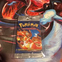 Pokemon Base Set Booster Pack Charizard Artwork 11 Cards open pack - Image 1