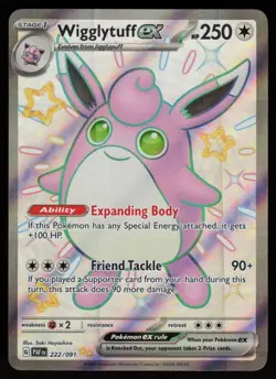 WIGGLYTUFF EX 222/091 SHINY ULTRA RARE PALDEAN FATES POKEMON NM/M - Image 1