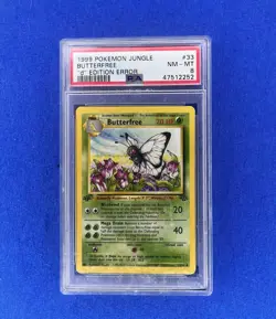 1999 POKEMON JUNGLE 1ST EDITION #33 BUTTERFREE "d" EDITION ERROR PSA NM-MT 8 - Image 1