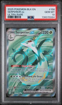 2025 Pokemon Black Bolt #156 Serperior EX Ultra Rare PSA 10 GEM MINT! Free Ship! - Image 1
