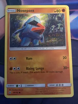 Pokemon TCG Sun and Moon Guardians Rising LP Nosepass 69/145 - Image 1