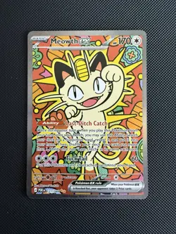Meowth EX Secret Illustration Rare 121/088 Perfect Order Pokemon TCG Card SIR - Image 1