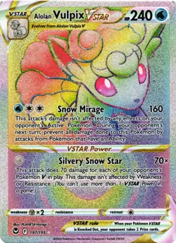 Pokemon TCG Alolan Vulpix VSTAR Rainbow Silver Tempest 197/195 NM - Image 1
