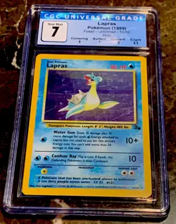 1999 Pokemon Fossil Lapras Holo #10 CGC 7 NEAR MINT Freshly Graded-Nice! - Image 1