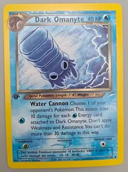 Dark Omanyte 37/105 Neo Destiny 1st Edition Pokemon TCG - LP - Image 1