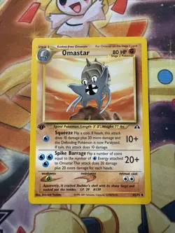 Pokemon Neo Discovery 43/75 Omastar 1st Edition 2001 Fighting Uncommon NM - Image 1