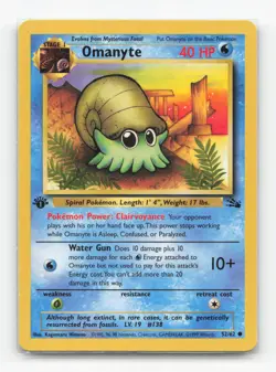 Pokemon TCG - Omanyte 52/62 Lightly Played Common Fossil 1st Edition - Image 1