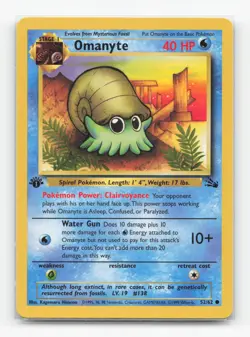 Pokemon TCG - Omanyte 52/62 Lightly Played Common Fossil 1st Edition - Image 1
