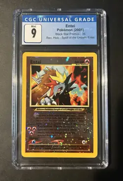 2001 Pokemon Entei #34 Reverse Holo Black Star Promo CGC 9 MINT - Image 1