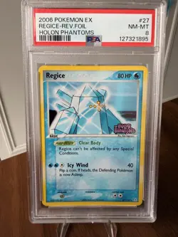 2006 POKEMON EX HOLON PHANTOMS #27 REGICE-REVERSE FOIL PSA 8 - Image 1