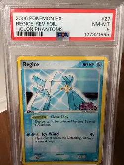2006 POKEMON EX HOLON PHANTOMS #27 REGICE-REVERSE FOIL PSA 8 - Image 3