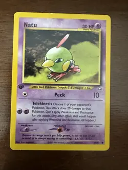 1st Edition Natu 67/111 Neo Genesis Non Holo Common WoTC Pokemon 2000 - LP - Image 1