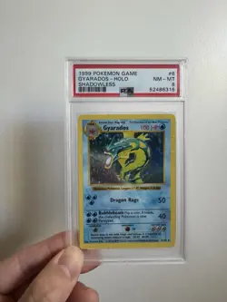 1999 Pokemon Game Gyarados Holo Shadowless PSA 8 NM - MT - Image 1