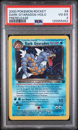 1999 Pokemon Team Rocket Prerelease Holo Dark Gyarados #8 PSA 4 - Image 1