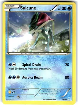 Suicune (14 14/30 Common XY Trainer Kit: Pikachu Libre & Suicune Pokemon NM - Image 1