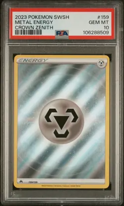 2023 POKEMON SWORD & SHIELD CROWN ZENITH #159 METAL ENERGY PSA 10 - Image 1