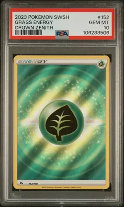 2023 POKEMON SWORD & SHIELD CROWN ZENITH #152 GRASS ENERGY PSA 10 - Image 1