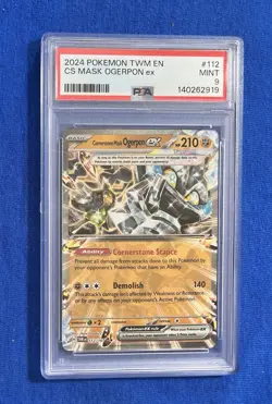 2024 POKEMON TWILIGHT MASQUERADE TWM EN #112 CS MASK OGERPON ex - PSA 9 LOW POP - Image 1