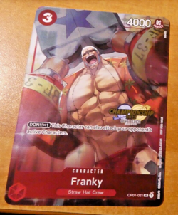 ONE PIECE ENGLISH CARD CHAMPIONSHIP HOLO GAME CARTE FRANKY OP01-021 EN JCC MINT - Image 1