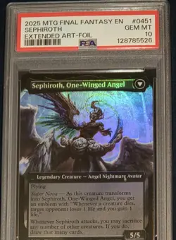 PSA 10 MTG Final Fantasy Sephiroth, Fabled Soldier Extended Art Foil #451 ERROR - Image 1