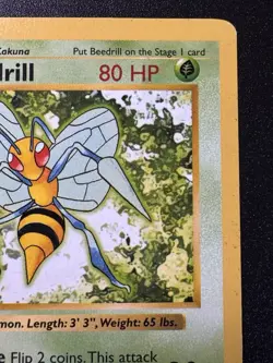 1st Edition Shadowless Beedrill 17/102 Base Set Pokemon Card Rare MP - Image 4