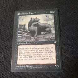 MTG Magic The Gathering Card Pestilence Rats Summon Rats Black Ice Age 1995 - Image 1
