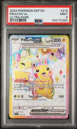 Pokemon TCG Pikachu Ex 219/191 Surging Sparks Ultra Rare PSA 9 - Image 1
