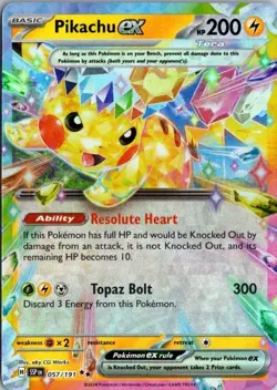 Pikachu ex - 057/191 Surging Sparks Double Rare Pokemon - NM/MINT - Image 1