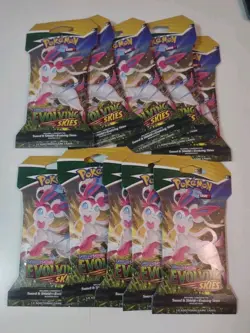 Pokemon Evolving Skies New Sealed Sleeved Blister Booster x10 Packs SYLVEON (10) - Image 1