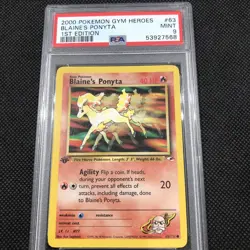 2000 Pokemon Gym Heroes 1st Edition Blaine's Ponyta #63 PSA 9 - Image 1
