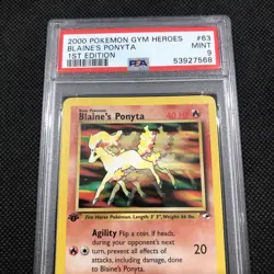2000 Pokemon Gym Heroes 1st Edition Blaine's Ponyta #63 PSA 9 - Image 3