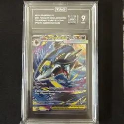 2025 Pokemon PFL EN Special Illustration Rare #127 Mega Sharpedo ex TAG 9 MINT - Image 1