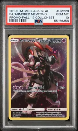2019 POKEMON SM BLACK STAR PROMO #SM228 FULL ART ARMORED MEWTWO PSA 10 - Image 1