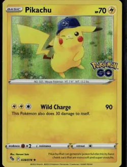 Pikachu (28) Holo Rare Pokemon GO 028/078 Lightning Holo Pokemon Card - Image 1