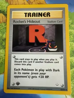 Pokemon 1st Edition Trainer: Rocket’s Hideout 63/64 Uncommon Near Mint - Image 1