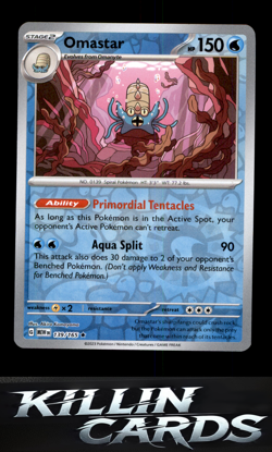 Reverse Holofoil Omastar 139/165 Rare SV: Scarlet & Violet 151 Pokemon Card NM - Image 1