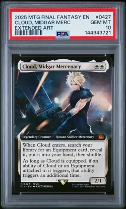 2025 MTG Final Fantasy #0427 Cloud, Midgar Merc Extended Art PSA 10 - Image 1