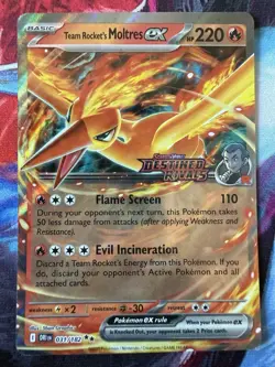Destined Rivals Team Rocket's Moltres ex 031/182 Stamped Holo Doub. Rare Pokemon - Image 1