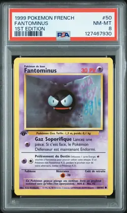 Carte Pokemon Fantominus 50/102 Set de base Edition 1 PSA 8 - Image 2