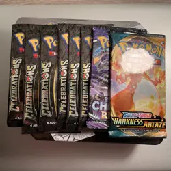 Pokemon TCG 25th Anniversary Celebrations Booster Packs + Extras (8 COUNT TOTAL) - Image 1