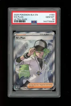 2025 POKEMON BLK EN-BLACK BOLT ULTRA RARE #163 N'S PLAN PSA 10 - Image 1