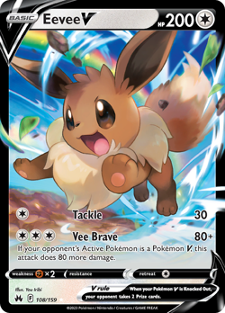 Eevee V 108/159 Holo V Rare Crown Zenith Pokemon Holo NM/M - Image 1