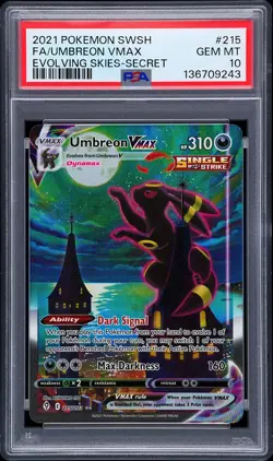 2021 POKEMON SWORD & SHIELD EVOLVING SKIES SECRET FULL ART/UMBREON VMAX PSA 10 - Image 1