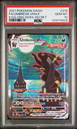 2021 POKEMON SWORD & SHIELD EVOLVING SKIES SECRET FULL ART/UMBREON VMAX PSA 10 - Image 1