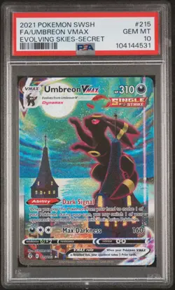 2021 POKEMON SWORD & SHIELD EVOLVING SKIES SECRET FULL ART/UMBREON VMAX PSA 10 - Image 1