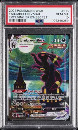 2021 POKEMON SWORD & SHIELD EVOLVING SKIES SECRET FULL ART/UMBREON VMAX PSA 10 - Image 1