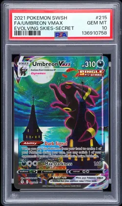 2021 POKEMON SWORD & SHIELD EVOLVING SKIES SECRET FULL ART/UMBREON VMAX PSA 10 - Image 1