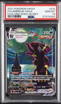 2021 POKEMON SWORD & SHIELD EVOLVING SKIES SECRET FULL ART/UMBREON VMAX PSA 10 - Image 1
