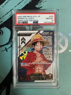 Luffy ST01-001 Flagship Top Prize Serial Number ONE PIECE Card Japanese PSA 10 - Image 2